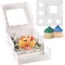 8-Pack 1+5 Cupcake & Cake Boxes – Clear Window, Insert & Stickers